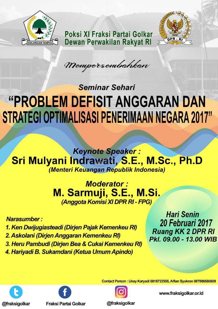  Hadirilah Seminar Ekonomi ‘Problem Defisit Anggaran dan Strategi Optimalisasi Penerimaan Negara 2017’