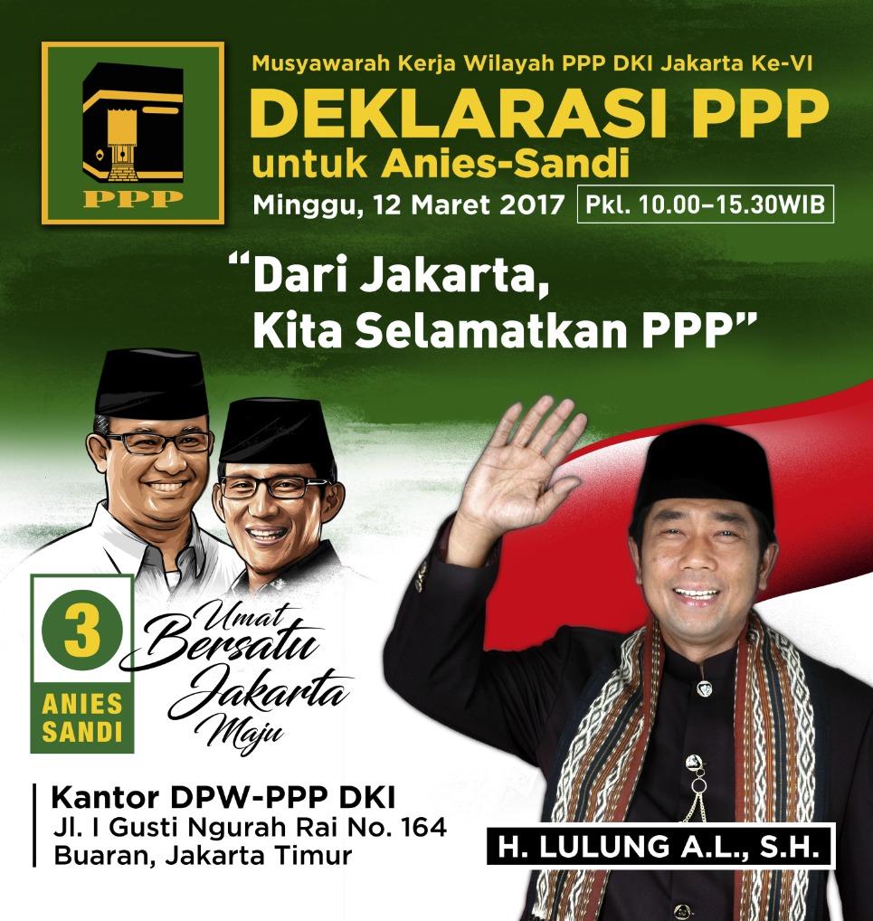  Hari Ini PPP Deklarasi Dukungan pada Anies-Sandi