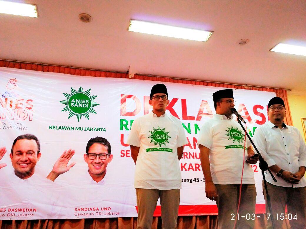  Anies-Sandi Hadiri Deklarasi Relawan MU