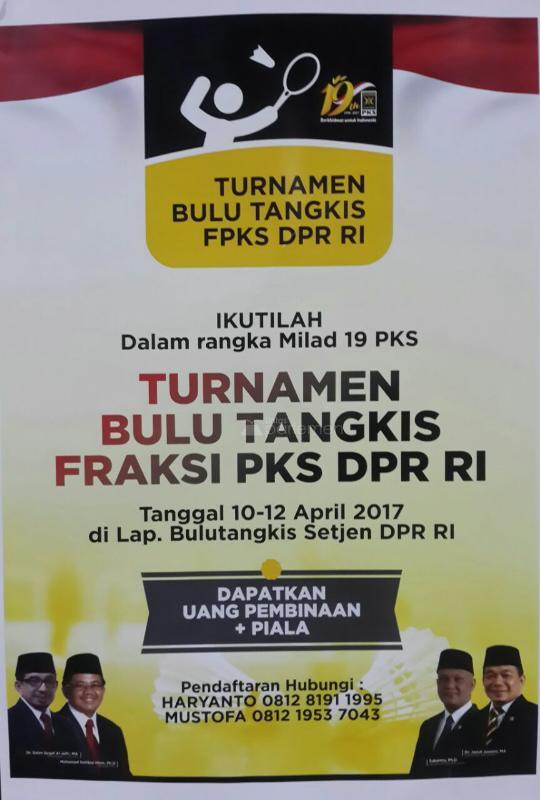  Milad 19, Fraksi PKS DPR Gelar Turnamen Bulu Tangkis