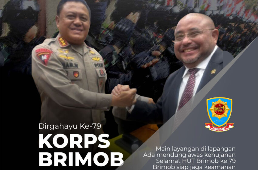  ‘Main Layangan di Lapangan Ada Mendung Awas Kehujanan, Selamat HUT Brimob ke 79 Brimob Siap Jaga Keamanan’